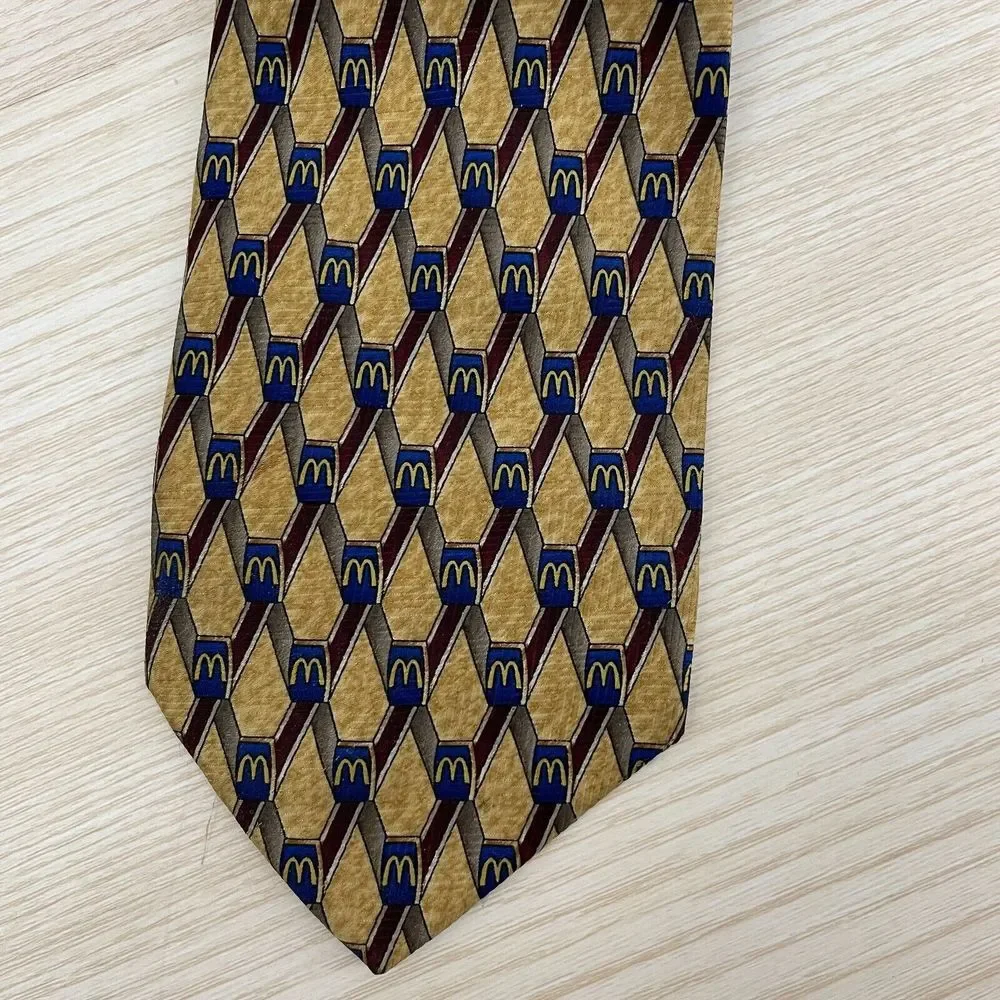 Crest The Uniform Company Mens Gold McDonald's‎ Logo Silk Blend Necktie